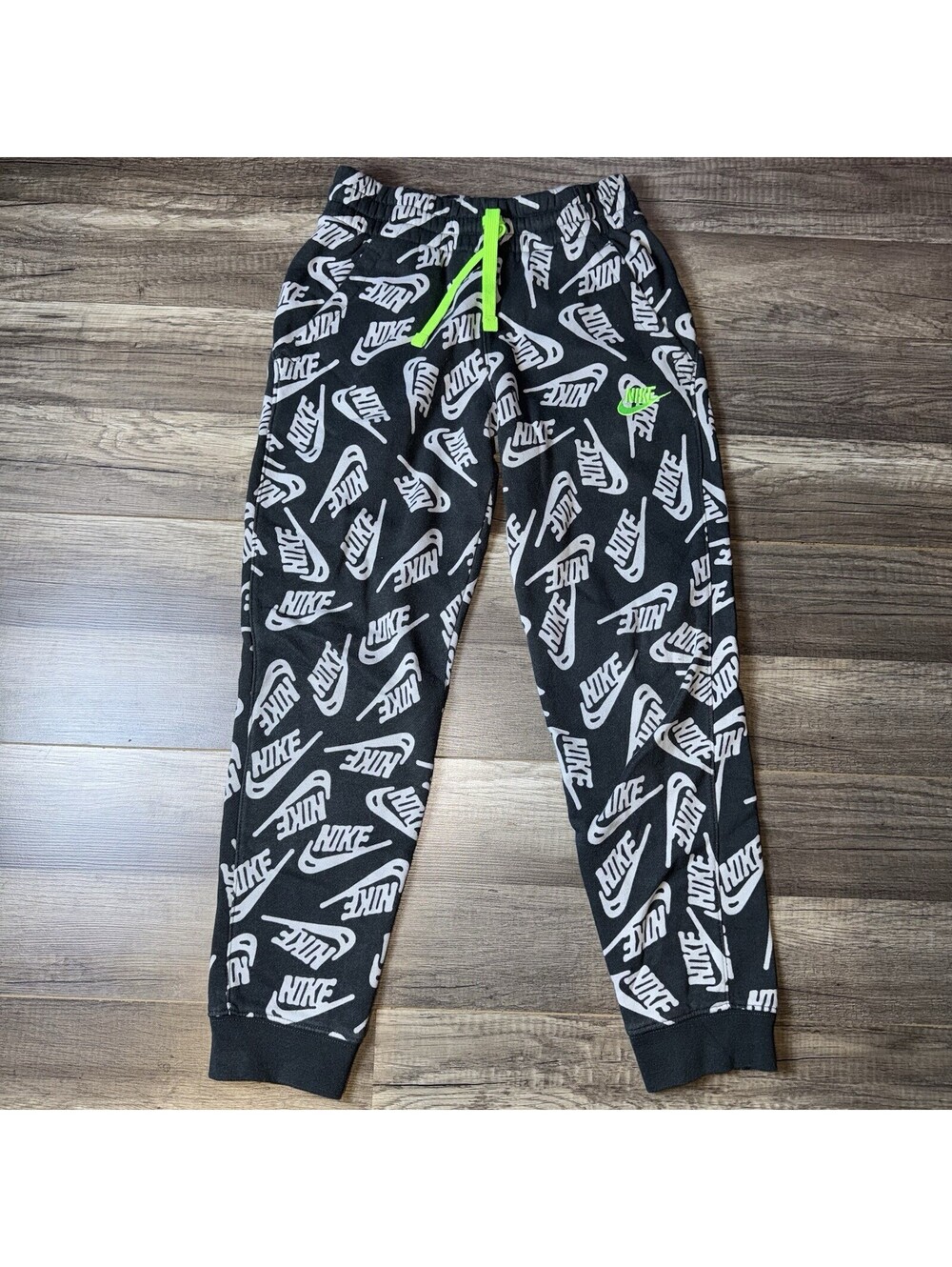 Nike Youth Fleece Sweatpants sz Medium Black/White Nike Logo Print